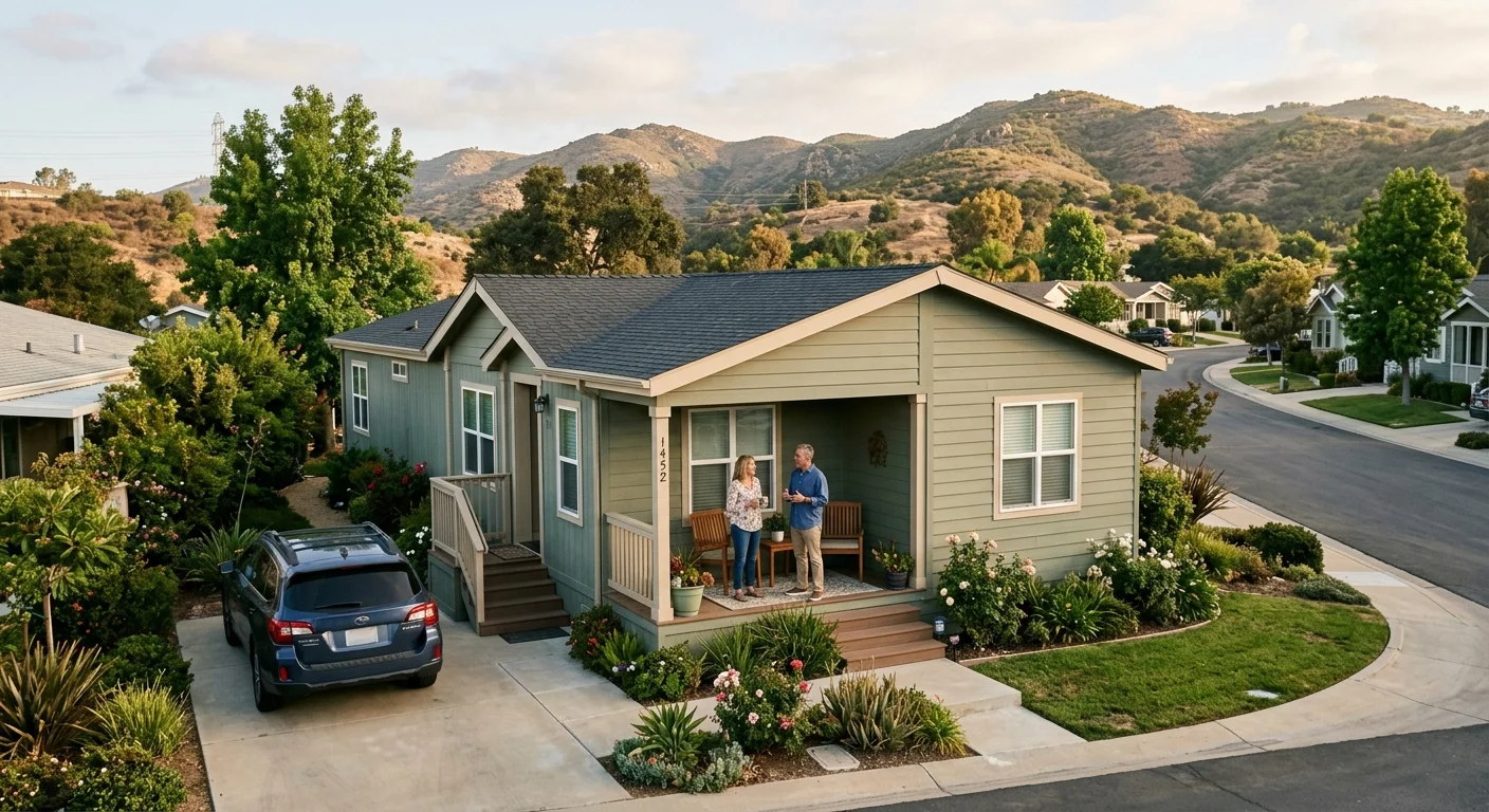 Manufactured home beneath inland hills in Escondido