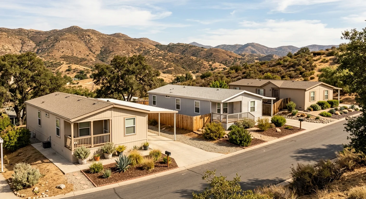 Manufactured-home settings near inland hills in East County San Diego