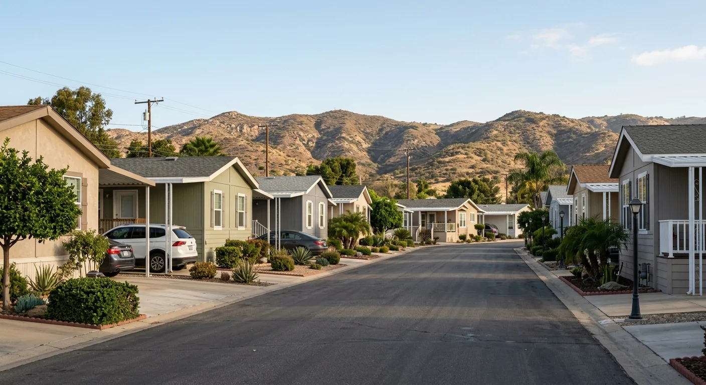 Manufactured-home community streetscape in El Cajon