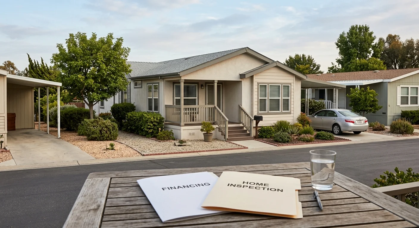 Used manufactured home with unbranded financing folders in California