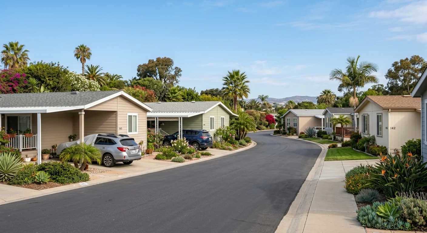 Coastal San Diego County mobile home community on a clear morning