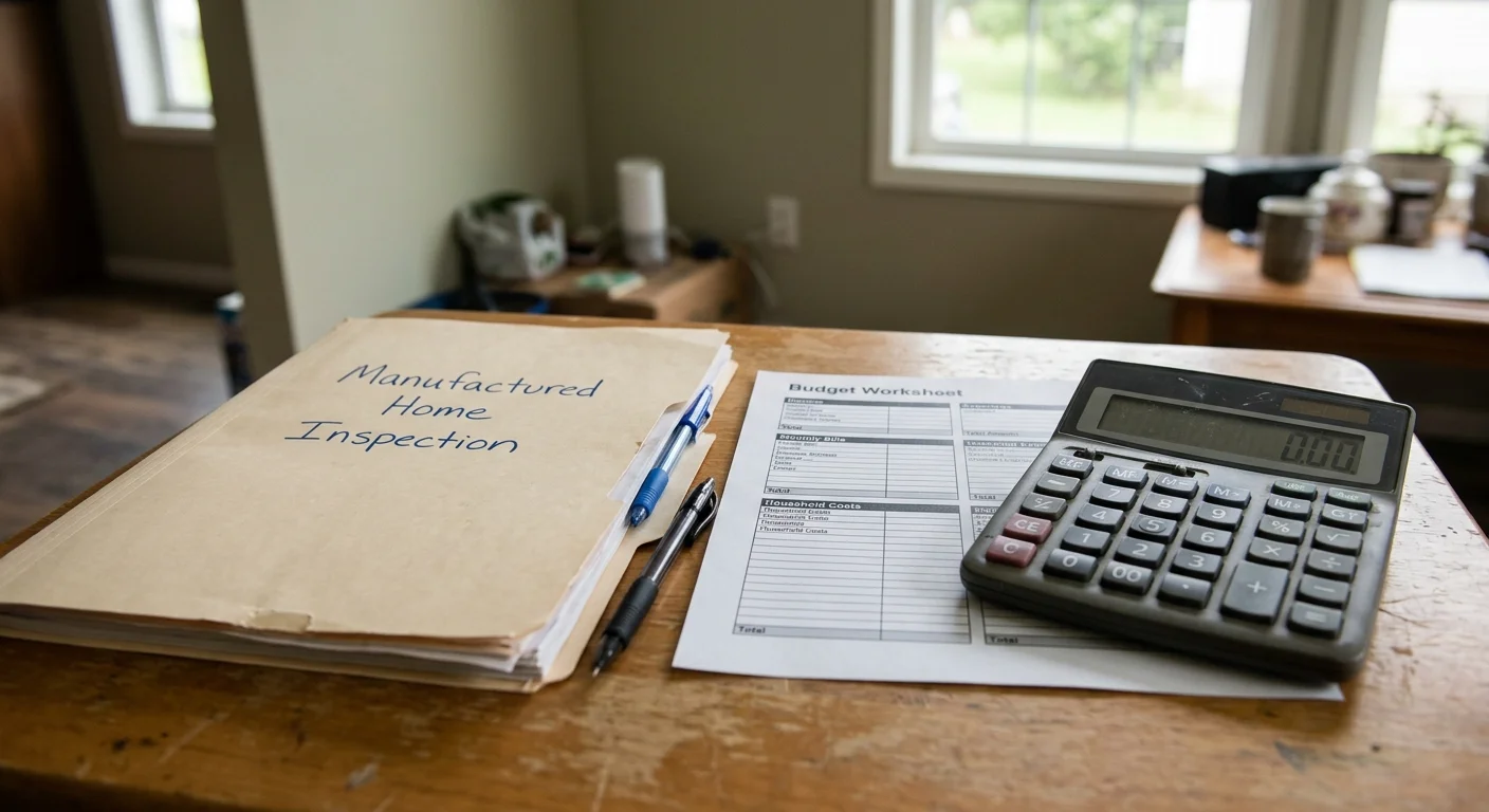 Inspection folder next to a household budget worksheet