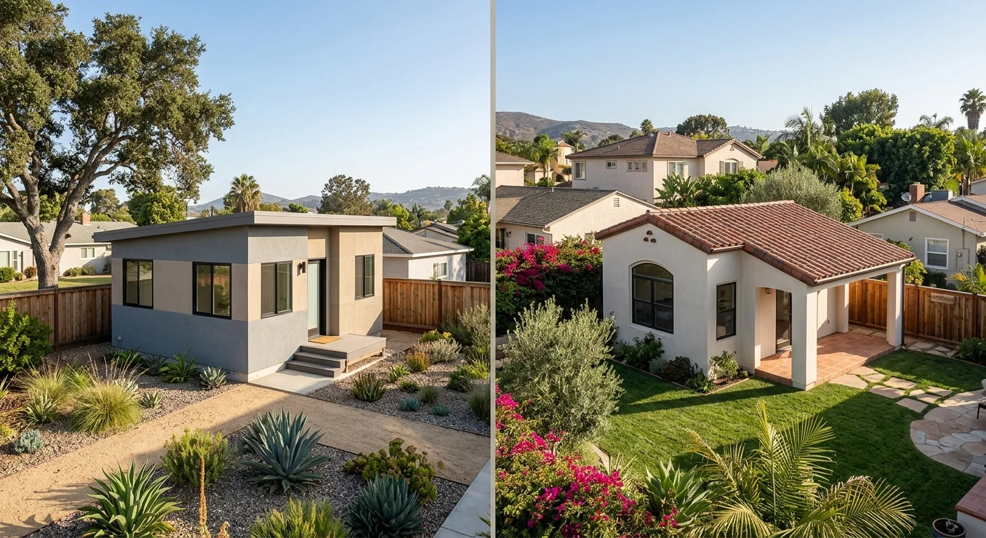 Factory-built and site-built backyard ADUs in San Diego