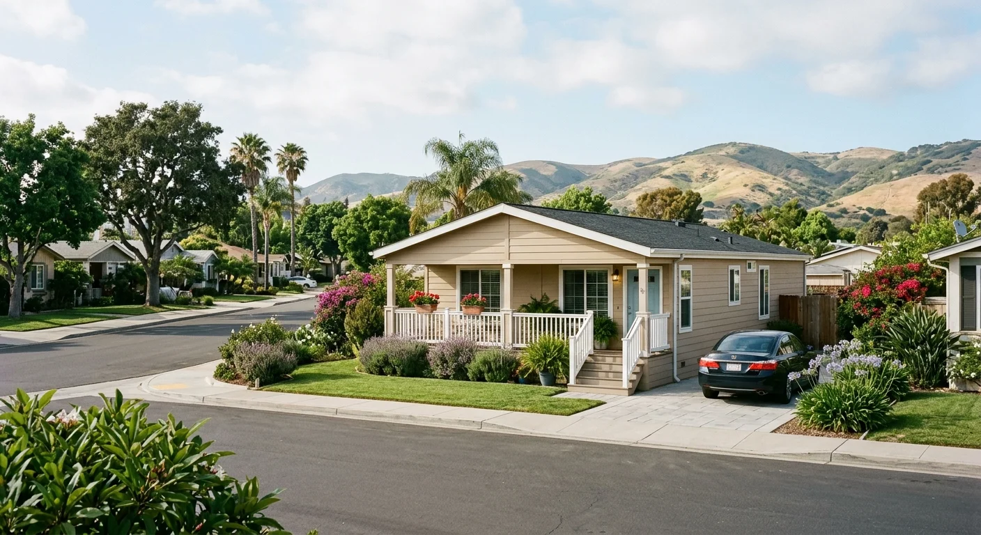 Manufactured home in a National City neighborhood with South Bay hills beyond