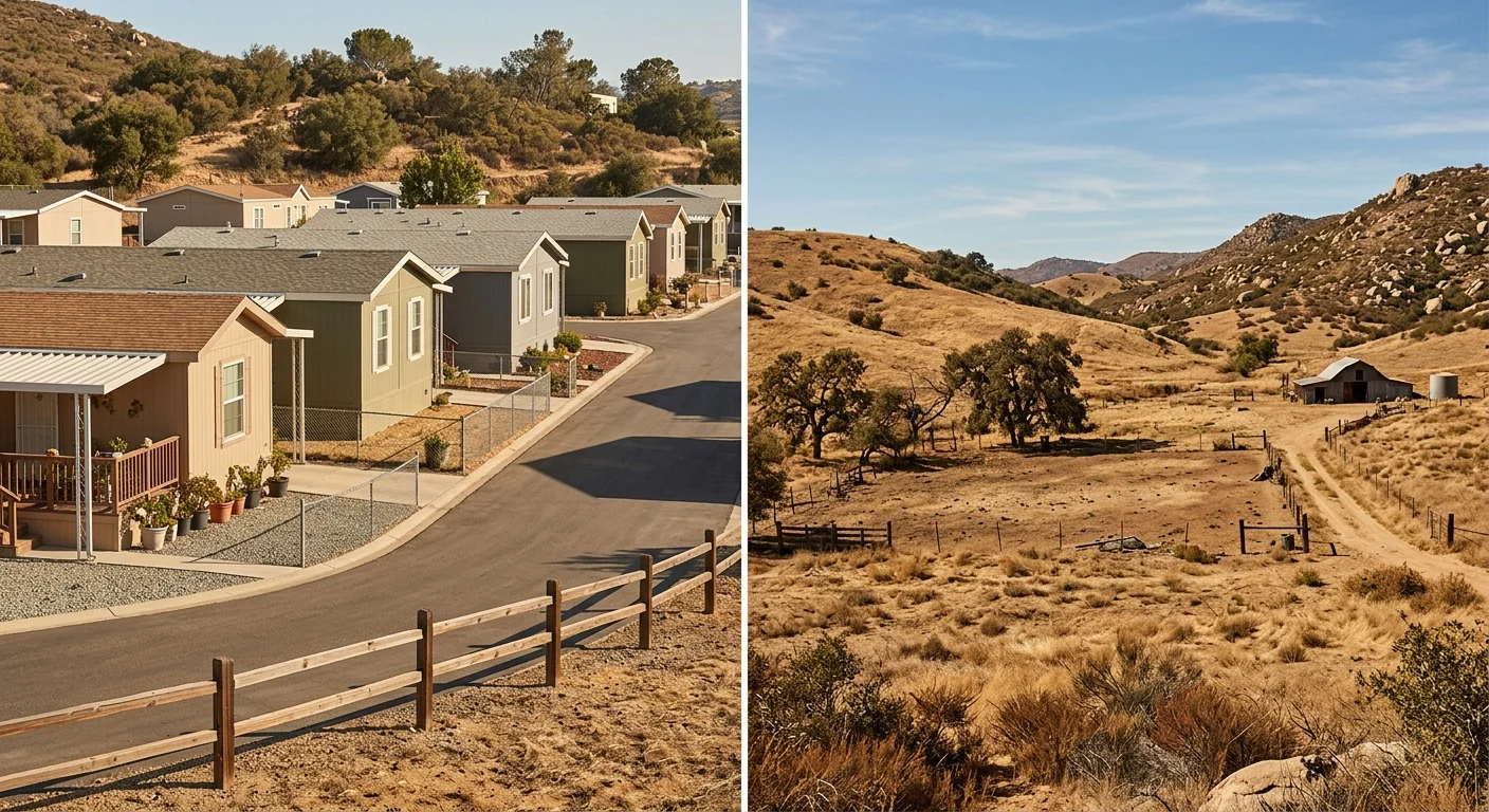 Inland north county park homes beside a rural Valley Center parcel